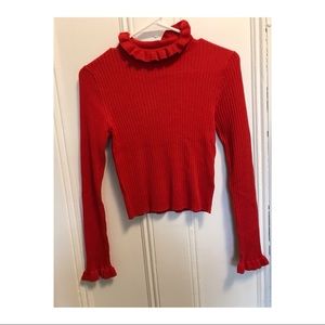 NWT H&M Red Ribbed Long Sleeve Top